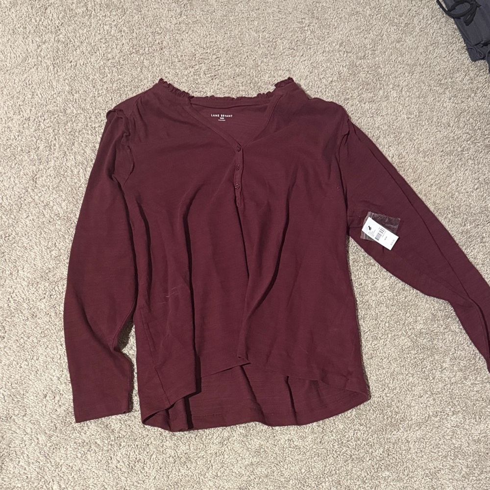 Lane Bryant Burgundy Long Sleeve Top